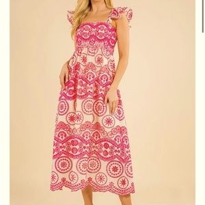 Eyelet Midi Dress